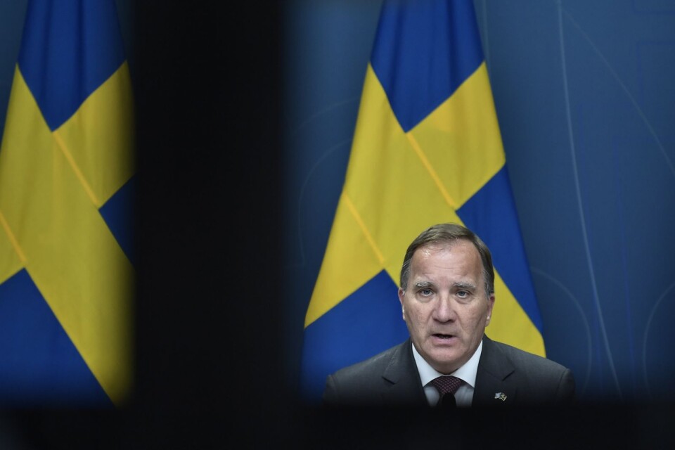 Stefan Löfven håller pressträff på Rosenbad i Stockholm efter beskedet om att Sverigedemokraterna har begärt omröstning om missförtroendeförklaring under torsdagen.