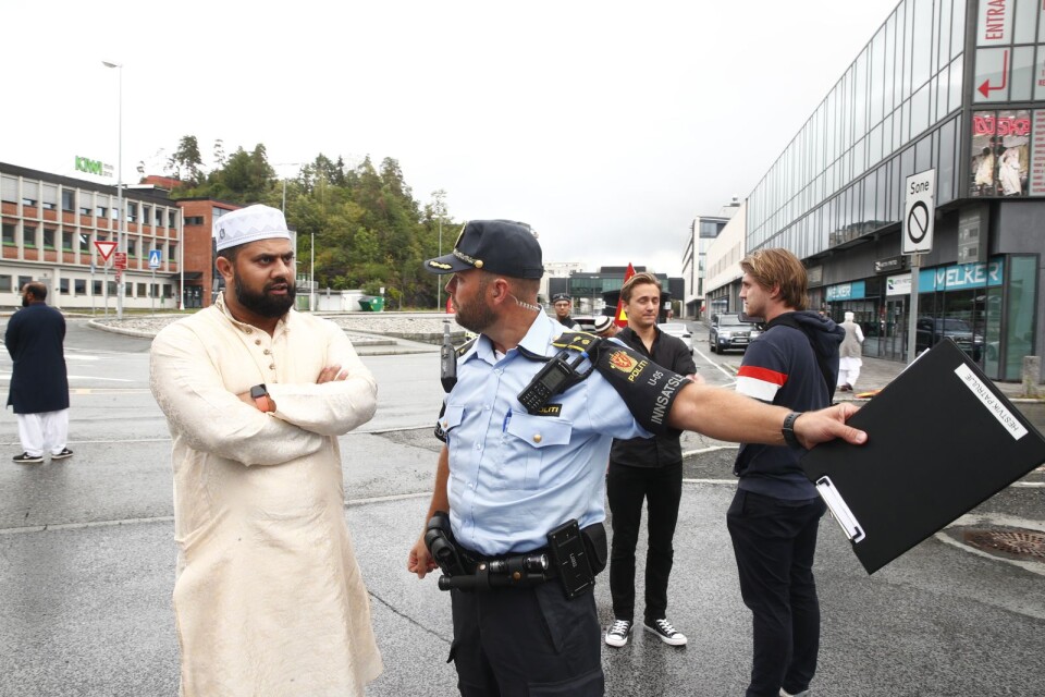 En församlingsmedlem från al-Noor Islamic Centre vid id al-adha-firandet i Sandvika.
