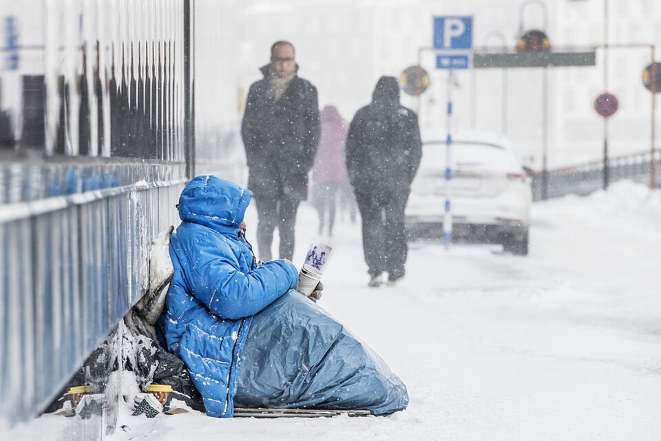 Tiggare i snöfall en kall vinterdag. Foto: Lars Pehrson / SvD / TT