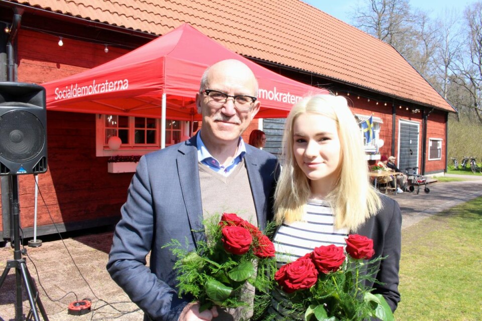 Anders Henriksson och Djamila Kamaeva talade i Nybro. Foto: Leif Pettersson