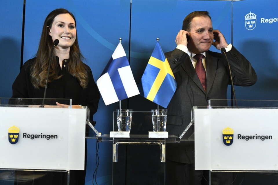 Statsminister Stefan Löfven (S) och parti- och statsministerkollegan, Finlands Sanna Marin, håller pressträff efter sitt möte på Harpsund.
