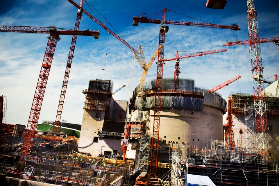 Oppositionen öppnar för ny kärnkraft. Bilden från bygget av ny reaktor i Finland.
