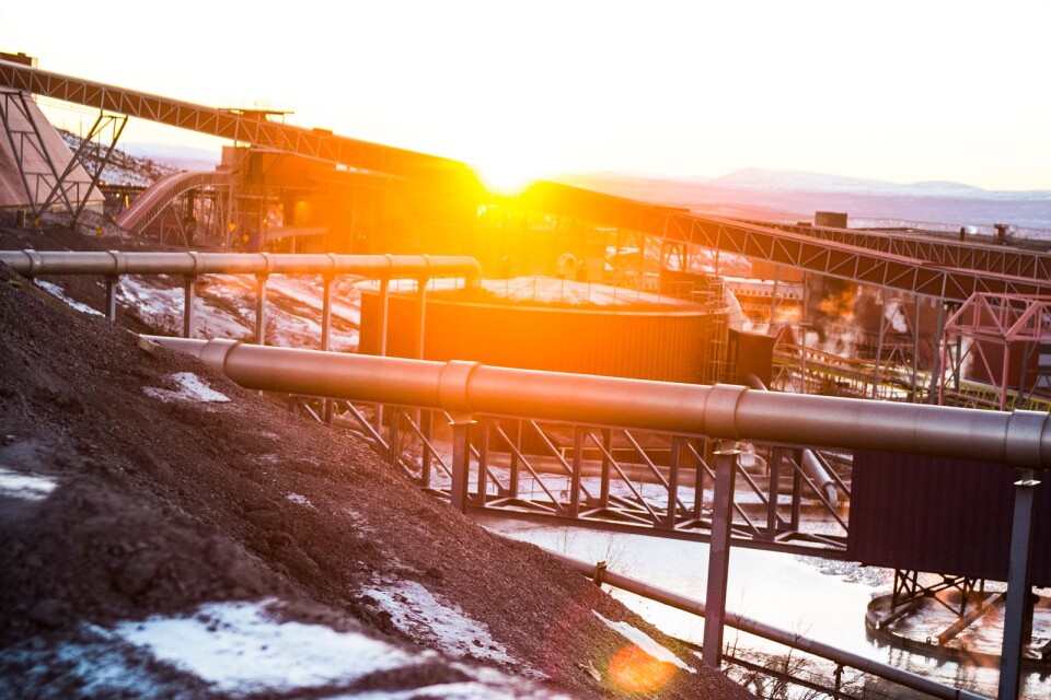 Solen går upp över gruvan i Kiruna.