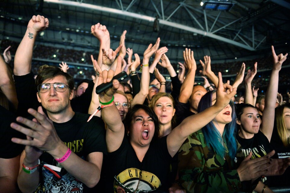 Publik under Guns N' Roses konsert i Stockholm förra sommaren.