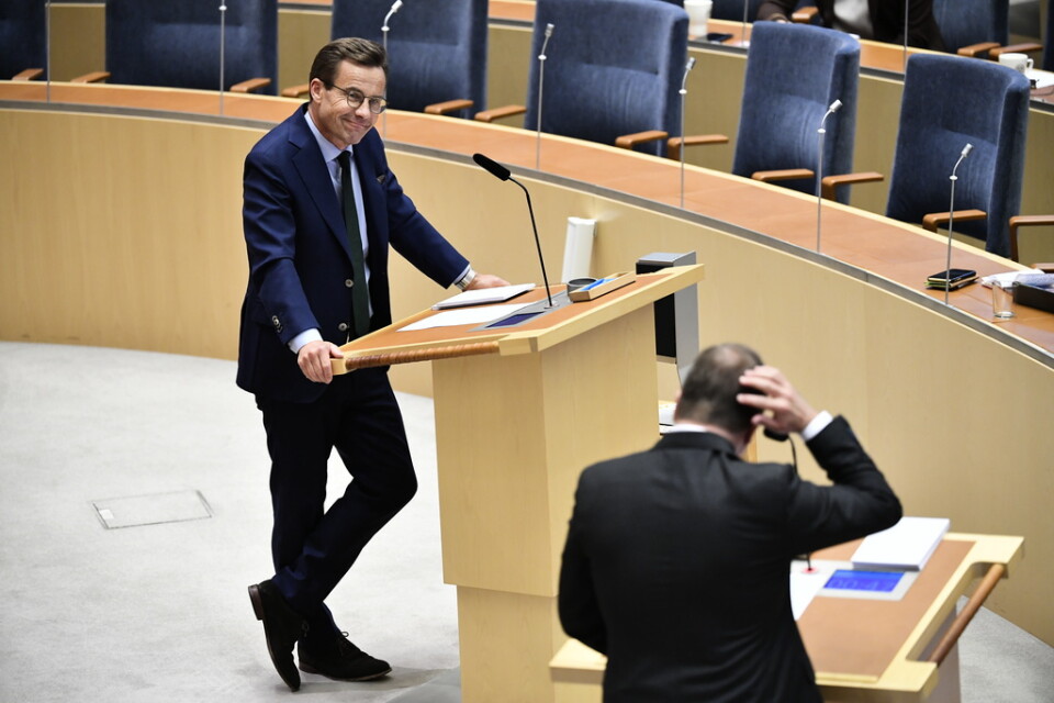 Moderatledaren Ulf Kristersson attackerade statsminister Stefan Löfven (S) för att inte förstå problemet med gängkriminaliteten.