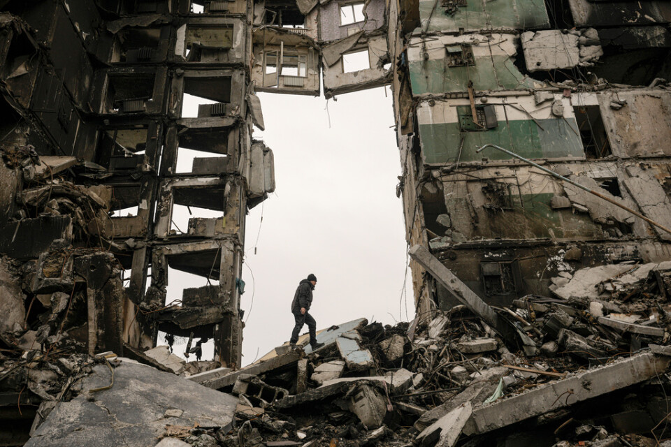 Förstörelsen av Borodyanka nordväst om Kiev har varit massiv under kriget. Bild från 5 april.