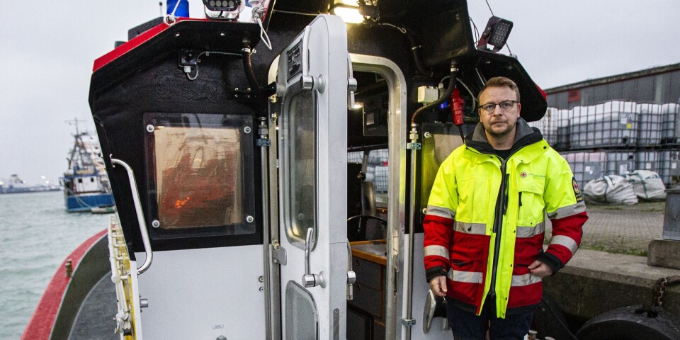Stationschef Andreas Andersson ombord på Rescue PG Traung.