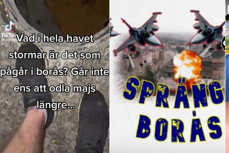 Ett urval av några av hur det ser ut på Tiktok när det pratas om Borås.