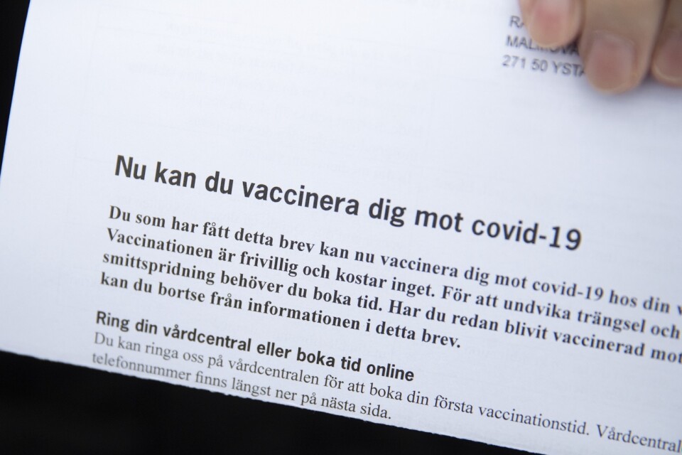 The vaccination letter that is being sent out to people in Skåne. There, people are encouraged to book an appointment. Now the vaccine coordinator says: "You don’t have to call on the same day".