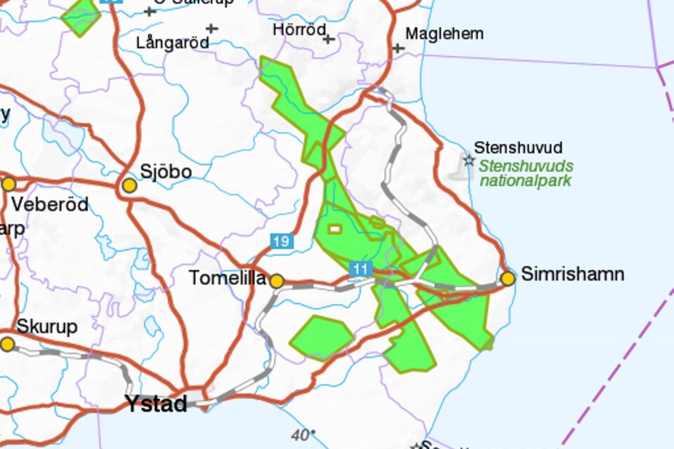 De gröna områdena är områden med undersökningstillstånd. Ett litet område söder om Sankt Olof är dock inte Scandivanadiums vanadin-tillstånd, utan ett tillstånd för företaget Svenska Sandprodukter att leta bland annat zirkon, som YA berättat om för några år sen.