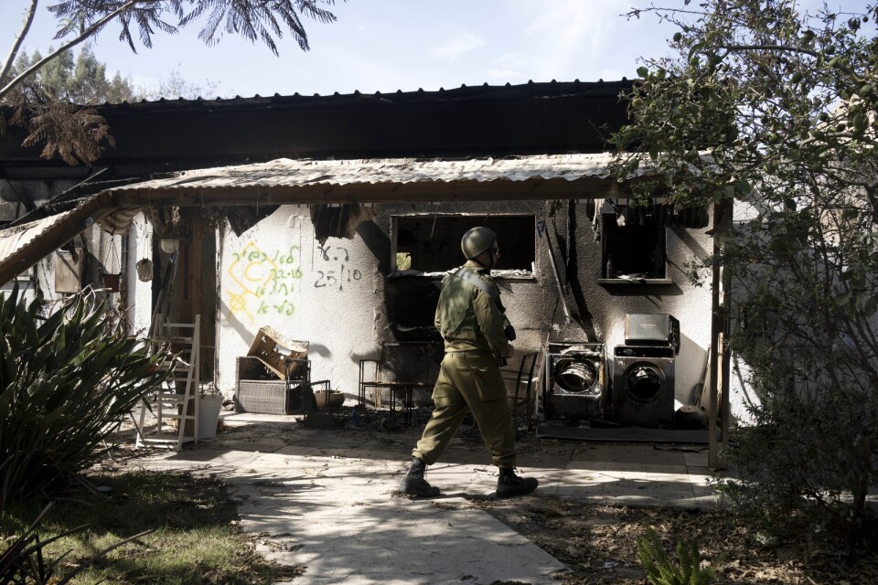 Bild från en kibbutz i Israel som överfölls av Hamasterrorister den sjunde oktober.