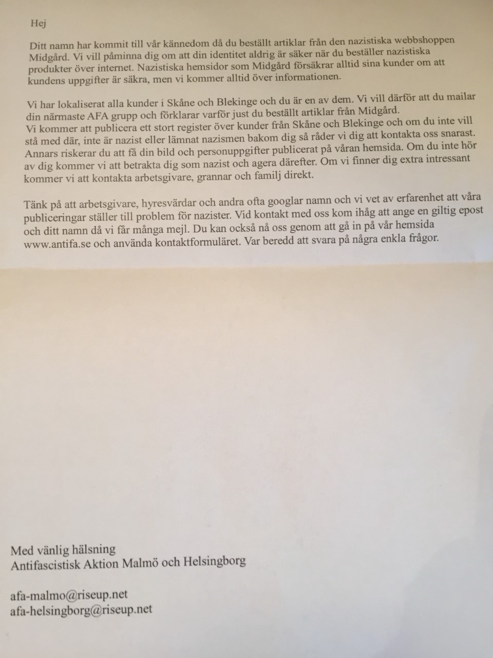 Hundratals i Skåne och Blekinge har fått brevet. Foto: Privat