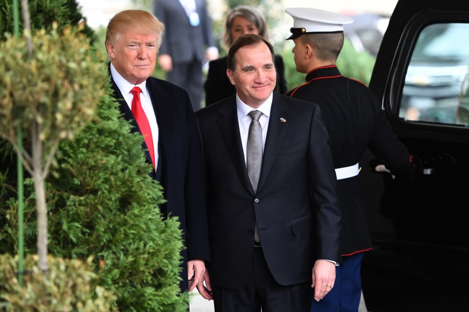 Statsminister Stefan Löfven (S) tas emot av USA:s president Donald Trump vid Vita huset i Washington DC.