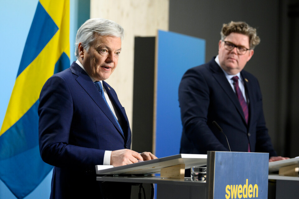 EU-kommissionären för rättsliga frågor Didier Reynders och Sveriges justitieminister Gunnar Strömmer.