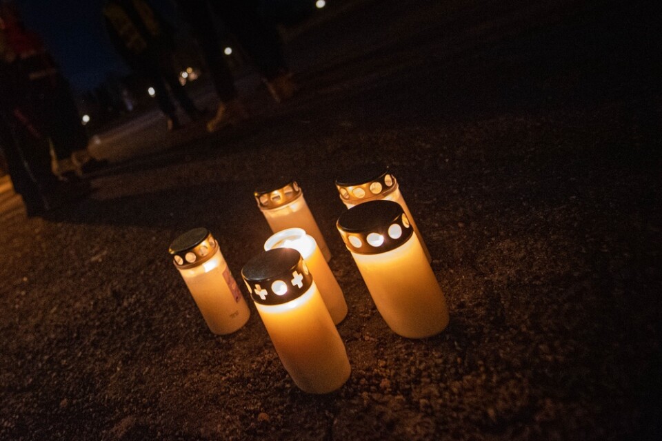 Candles that were lit after the accident.