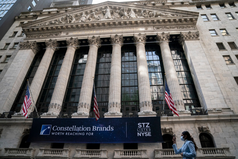 Symboliskt stigande pelare på New York-börsen. Arkivbild.