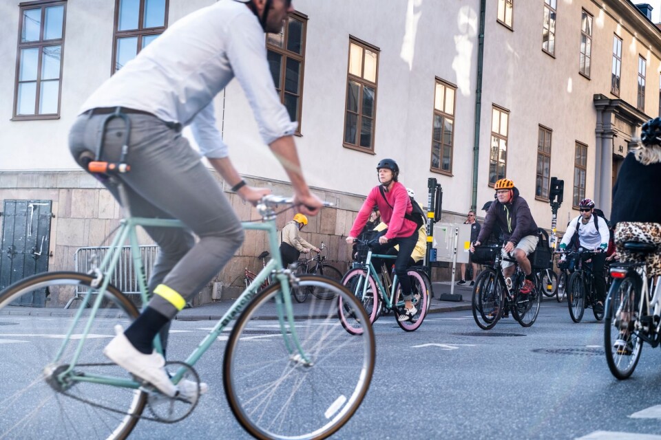 Cyklister i centrala Stockholm.