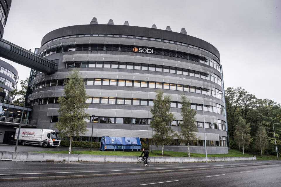 Läkemedelsbolaget Sobis huvudkontor i Solna. Arkivbild.