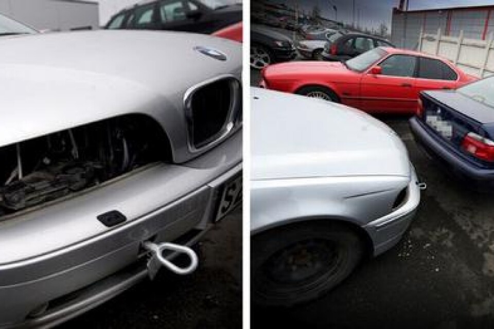 På AutoPartner står just nu två privatägda BMW, som plundrades förra helgen. BILD: TOMMY SVENSSON