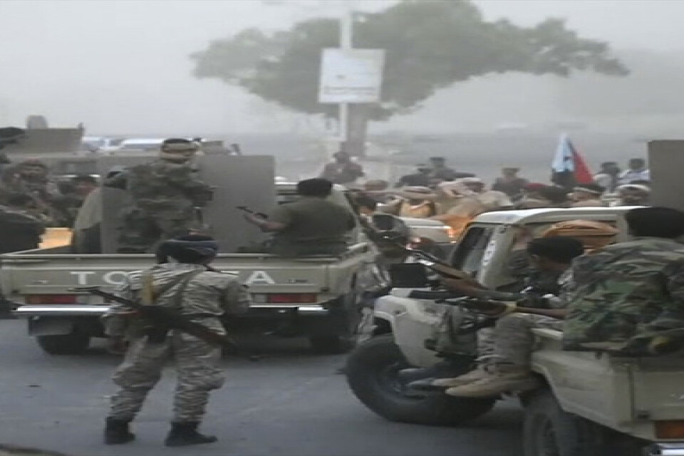 Sydjemenitiska separatiststyrkor i hamnstaden Aden. Arkivbild.