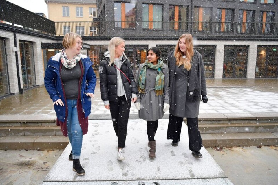 Johanna Lindblom, till vänster, Märta Petersson, Ellinor Stridh och Frida Yman har jobbat i många olika kyrkor i Växjö. Flera av dem har fastnat för arbete med barn och ungdomar.