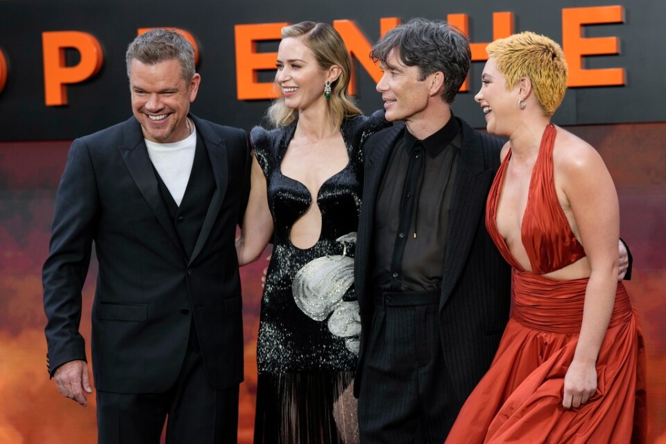 Matt Damon, Emily Blunt, Cillian Murphy och Florence Pugh gick på röda mattan för Christopher Nolans "Oppenheimer" i London den 13 juli – innan de lämnade premiären för att strejka. Arkivbild.