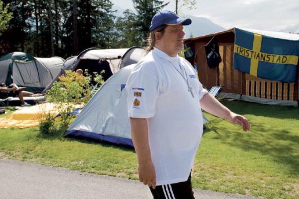 Ingo Söderlund tog över som bas för supporterklubben Camp Sweden efter VM 2006. Nu är han mitt i EM-festen i Österrike.