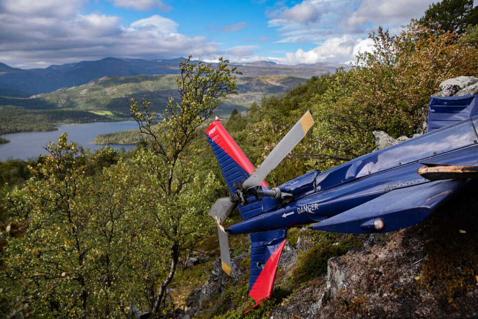 Helikoptervraket vid Kvenvikvannet nära Alta i norra Norge.
