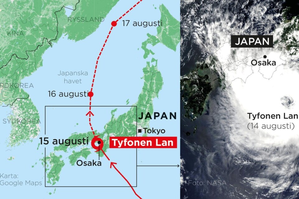 Tyfonens troliga väg.