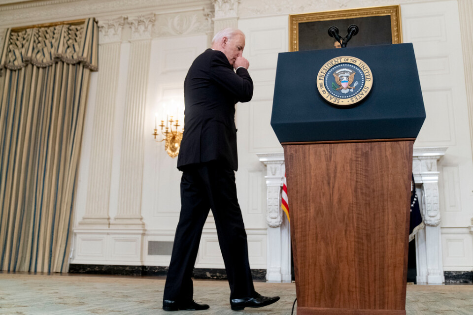 USA:s president Joe Biden, fotograferad kort innan han presenterade sin nya covidstrategi i Vita huset i förra veckan.