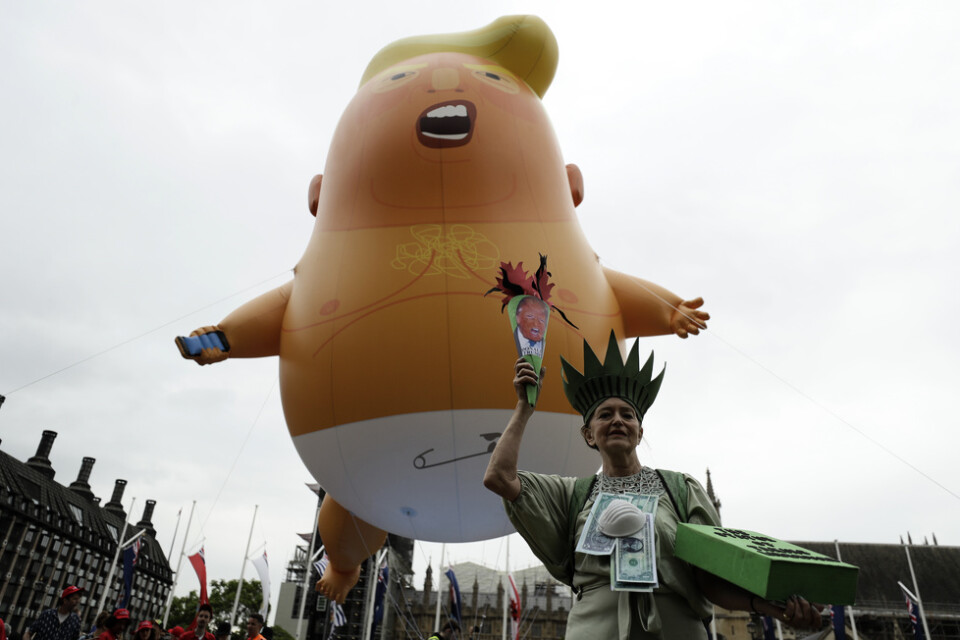 Trumpballongen vid Trumps statsbesök i Storbritannien 2019. Arkivbild.