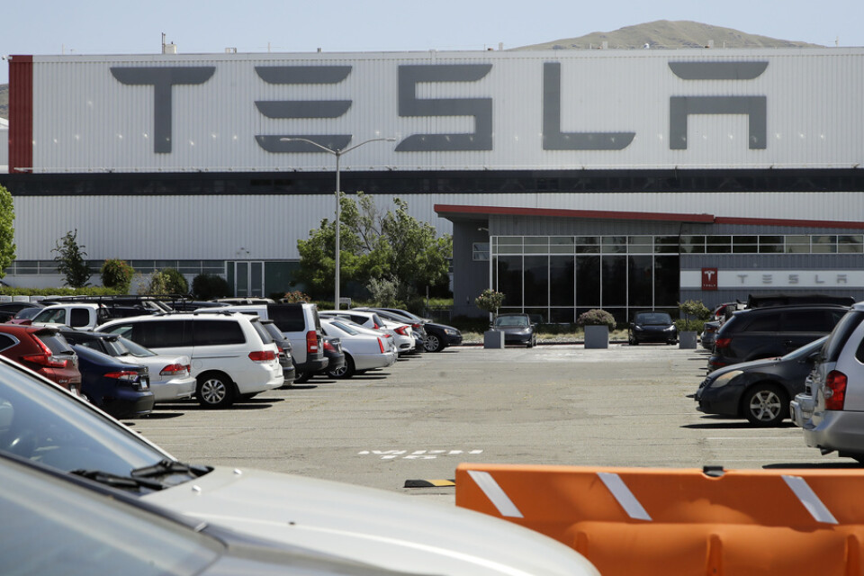 Teslas fabrik i Fremont, Kalifornien. Arkivbild.