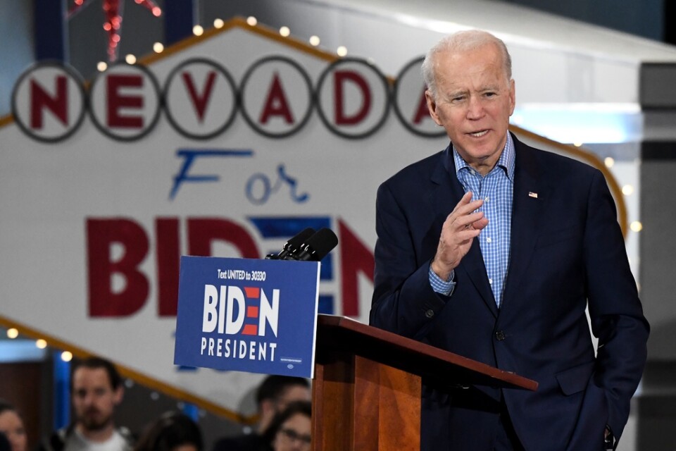 Den tidigare vicepresidenten Joe Biden kom tvåa i Nevada.