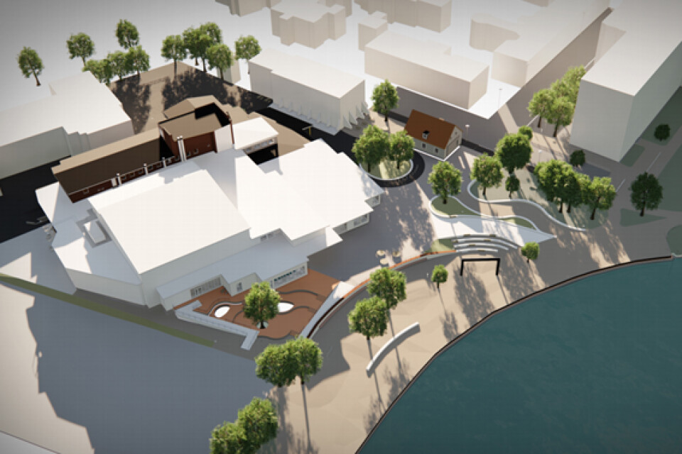 Modell över hur det nya Kulturhuset ska se ut när det är färdigt 2024.