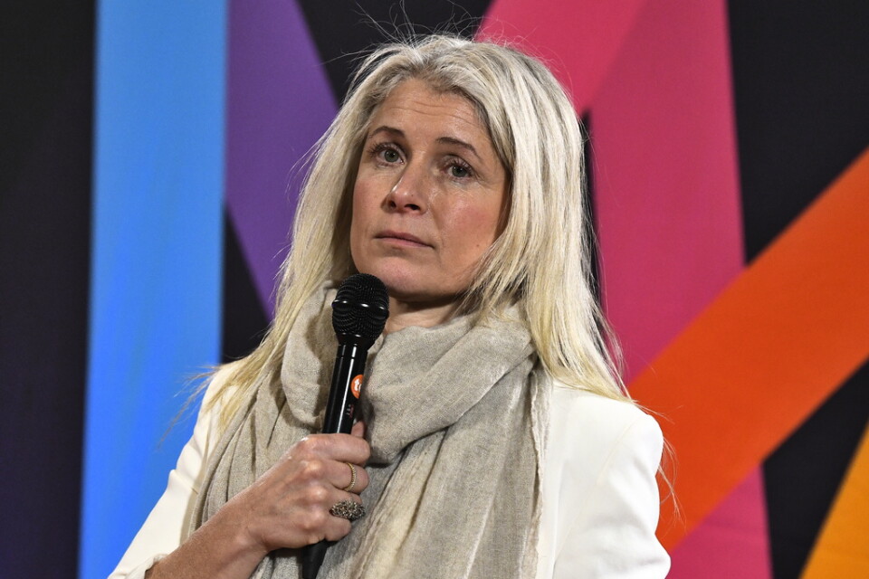 Anette Brattström, projektledare för Melodifestivalen, under en pressträff. Arkivbild.