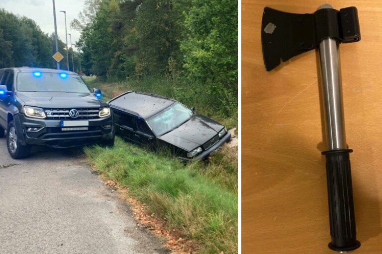 35-årig man i vansinnesfärd förbi fotbollsspelande barn – hade svärd och yxa i bilen