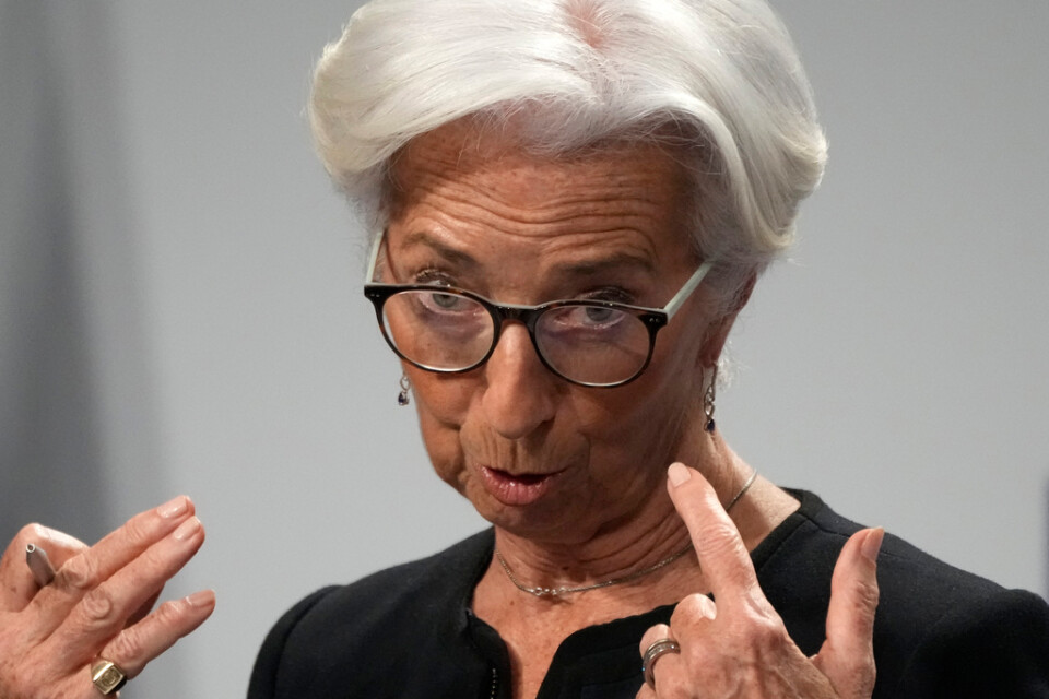 ECB-chefen Christine Lagarde varnar för kraftiga prisökningar till följd av Ukrainakriget. Arkivbild.