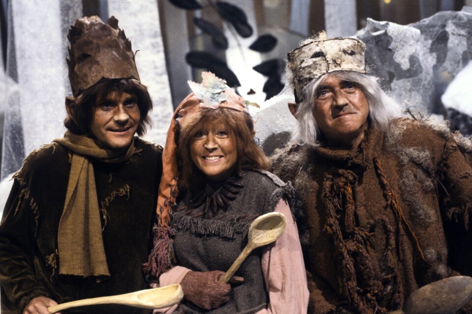 1979 visades julkalendern "Trolltider" för första gången. 1985 gick den i repris. På bilden syns Ted Åström (trollet Kotte), Birgitta Andersson (trollet Tova) och Stig Järrel (trollet Gorm). Arkivbild.