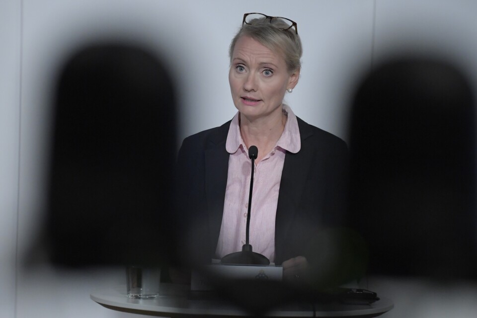 Karin Tegmark Wisell, biträdande statsepidemiolog, Folkhälsomyndigheten, under torsdagens myndighetsgemensamma pressträff om coronapandemiläget.