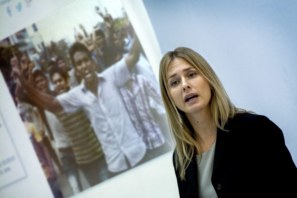 H&M-gruppens vd, Helena Helmersson, ger sin bild efter att företaget flera gånger de senaste åren anklagats för rasism. Arkivbild.