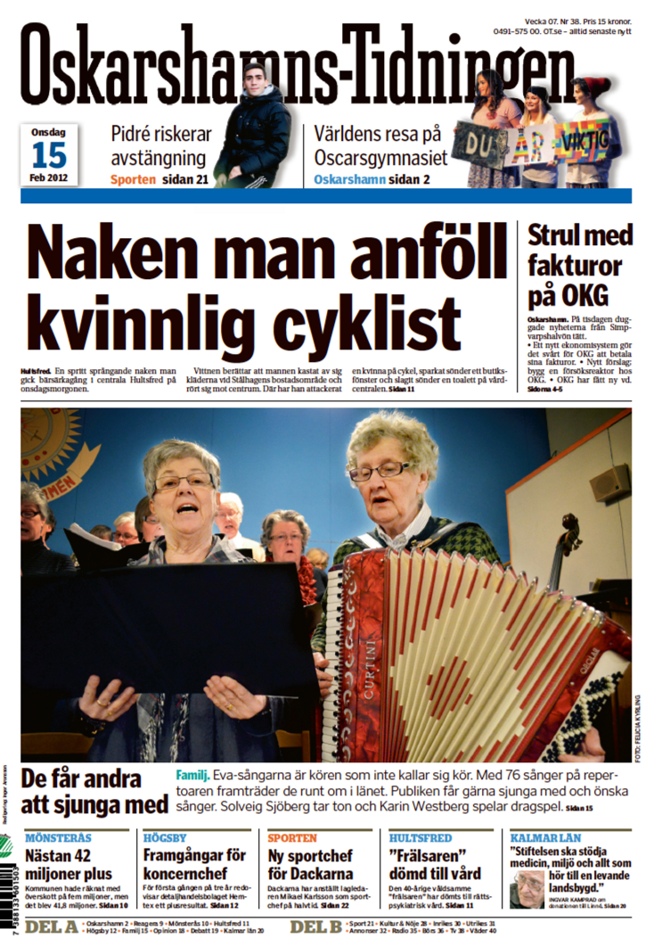 Oskarshamns-Tidningen den 15 februari 2012
