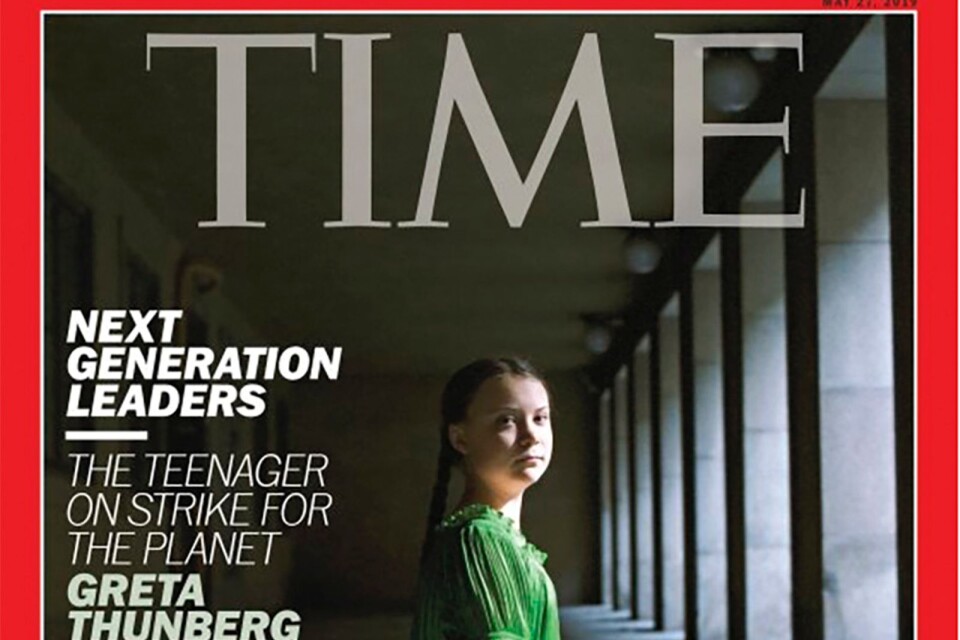 Time Magazines omslag: En klimatstrejkande svensk 16-åring.