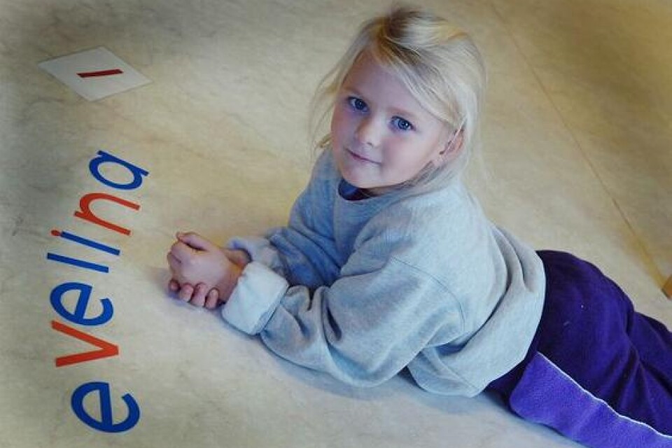 Att skriva sitt namn &#x96; ens med små bokstäver &#x96; är ingen konst för Evelina Fäldt, fem år. Hon går sista året på Montessoriförskolan Tjädern i Lövestad.