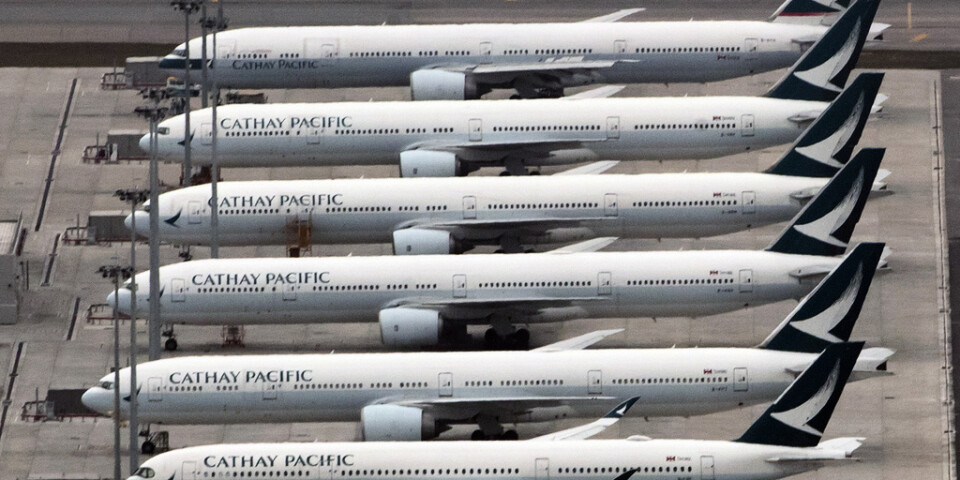Många flyg stod stilla i Hongkong under pandemin. Arkivbild.