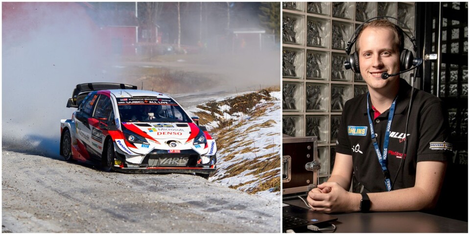 Sebastian, 24, sänder radio från Sveriges största rallytävling