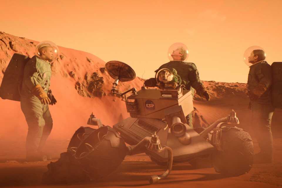 Gänget i "Rymdresan" hamnar på Mars och får problem med att ta sig hem igen. Pressbild.