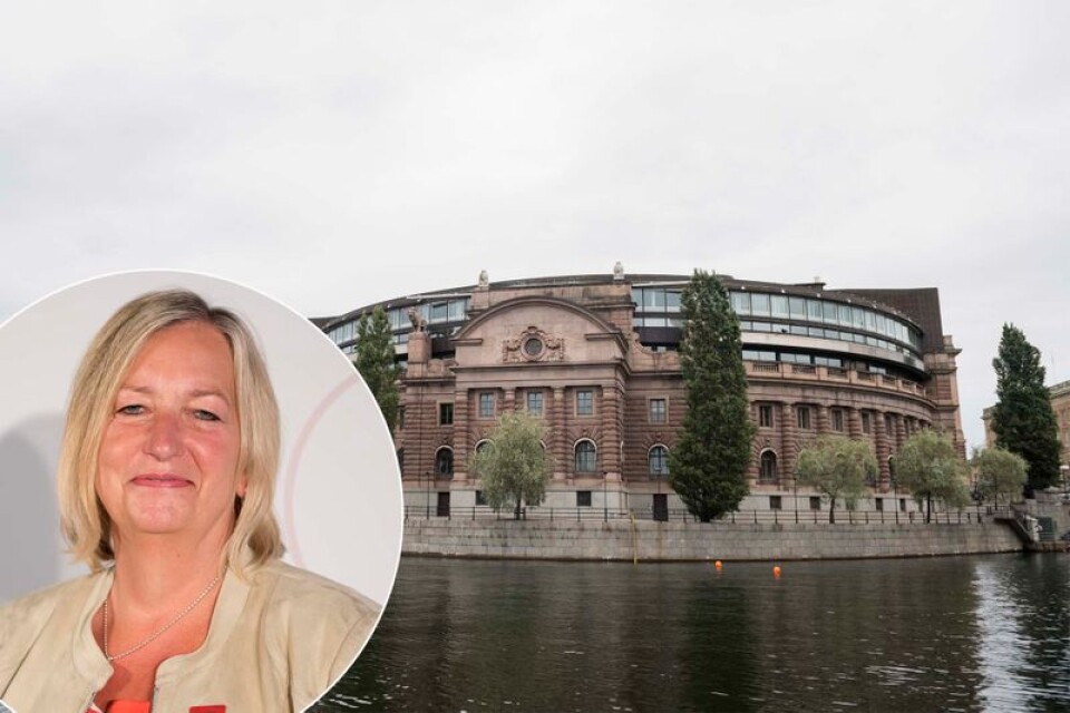 Sveriges Riksdag i Stockholm. Och Berit Müllerström, LO:s andre vice ordförande.