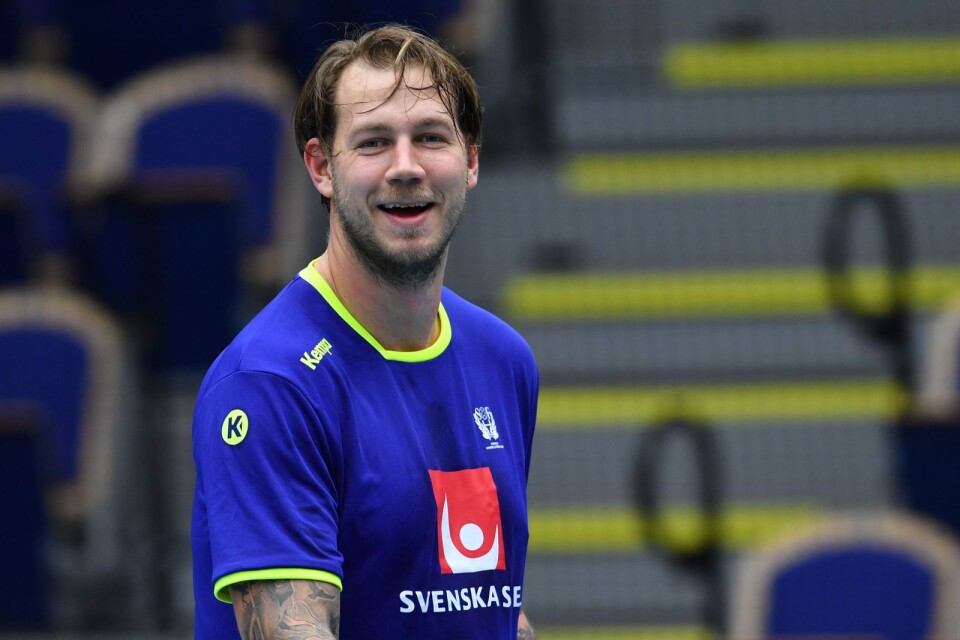 Andreas Nilsson under handbollslandslagets träning inför Euro Cup-matchen mot Spanien i Baltiska hallen i Malmö i oktober.