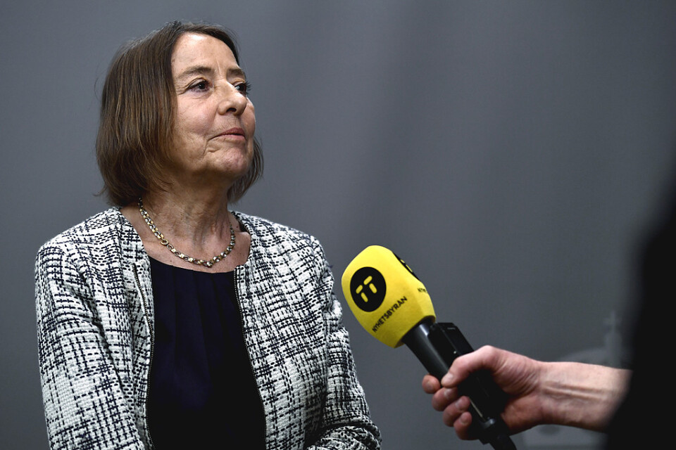 Den särskilda utredaren Karin Almgren presenterar förslagen i betänkandet för demokratiutredningen vid en pressträff i Rosenbad i Stockholm.