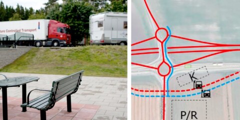 P/R på kartan är platsen för den nya rastplatsen som ska byggas i Vambåsa i Ronneby kommun.